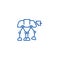 Robot warior, armored transport line icon concept. Robot warior, armored transport flat vector symbol, sign, outline