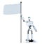 Robot with waving blank flag. . Contains clipping path