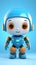 A Robot Wearing Headphones on a Blue Background