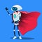 Robot Wearing Red Super Hero Cloak Vector. Isolated Illustration