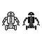 Robot on wheels line and glyph icon. Movable android vector illustration isolated on white. Cyborg character outline