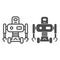 Robot on wheels line and solid icon, Robotization concept, robotic humanoid sign on white background, electronic robot