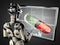 Robot woman manipulating hologram displey