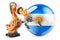 Robotic arm with Argentinean flag. Modern technology, industry and production in Argentina concept, 3D rendering