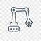 Robotic arm concept vector linear icon isolated on transparent b