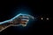 Robotic arm with glowing circuits. Concept of future technologies, nanotechnology