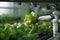 Robotic arm harvest vegetable hydroponic smart farming with Ai Generated