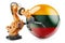 Robotic arm with Lithuanian flag. Modern technology, industry and production in Lithuania concept, 3D rendering