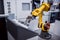 Robotic Arm modern industrial technology. Automated production cell