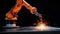 Robotic arm welding precise metal joints with high-speed torch. Generative AI