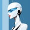 Robotic Elegance: A Minimalist Portrait Of A White Woman In A Dynamic Robotic Outfit