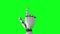 Robotic Hand Presses His Finger on a White and Green Backgrounds. Beautiful 3d animation with a pass of depth of field