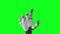 Robotic Hand Presses on the Screen on a White and Green Backgrounds. Beautiful 3d animation with a pass of depth of