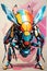 Robotic Horn beetle fiction animal insect with wpap color design by AI unique