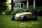 robotic lawn mower avoiding obstacles in the yard