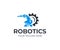 Robotic manipulator arm logo template. Handling robot vector design