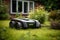 robotic mower navigating around garden obstacles