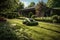 robotic mower navigating around garden obstacles