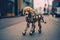 A robotic poodle dog. Advanced technology. The concept of synthetic intelligence. Generative AI