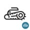 Robotic pool cleaner stylized icon. Automatic cleaning robot for pool service symbol.
