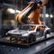 Robotic precision AI control arm in car production service rendering