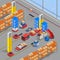 Robotic Warehouse Isometric Background