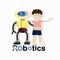 . Robotics and boy Happy playing at home