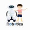 . Robotics and boy Happy playing at home