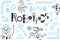 Robotics for kids. Banner or card. Robots and details for construction. Vector illustration