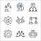 Robotics line icons. linear set. quality vector line set such as robot, robot arm, chip, robot arm, chatbot, process, artificial