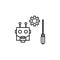 Robotics maintenance outline icon. Signs and symbols can be used for web, logo, mobile app, UI, UX