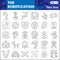 Robotization thin line icon set, robot symbols collection or sketches. Artificial Intelligence linear style signs for