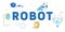 Robots, Artificial Intelligence in Human Life Concept. Chatbot Help Clients Online Answer Questions, Translating Texts
