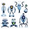 Robots cartoon characters and android bots