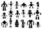 Robots and droids silhouettes black vector cyborgs