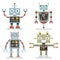 Robots flat icons. Robot pictograms vector