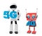 Robots holding symbol 5G and 4G