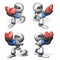 Robots kneeling on one knee and presenting a big heart. A scene that proposes with sincerity on Valentine`s Day.