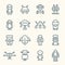 Robots line icon set