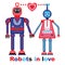Robots in love vector illustration