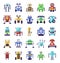 Robots and Machines in Trendy Flat Icons Pack