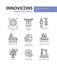 Robots and People - modern vector line design icons set
