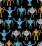 Robots seamless pattern. Cosmic cyborgs seamless pattern. Textur