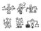 Robots set sketch vector illustration