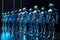 Robots stand in line. Neural network AI generated