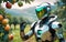 Robots working on future farms, showcasing the power of future humanoid robots, AI generation