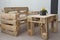 Robust bench and wooden table from pallets