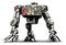 Robust one-legged invalid robot made of recycled metal, isolated, AI generated image