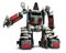 Robust robot made of recycled metal, isolated, AI generated image