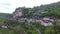 Rocamadour valley views: village on hillside, castle on top